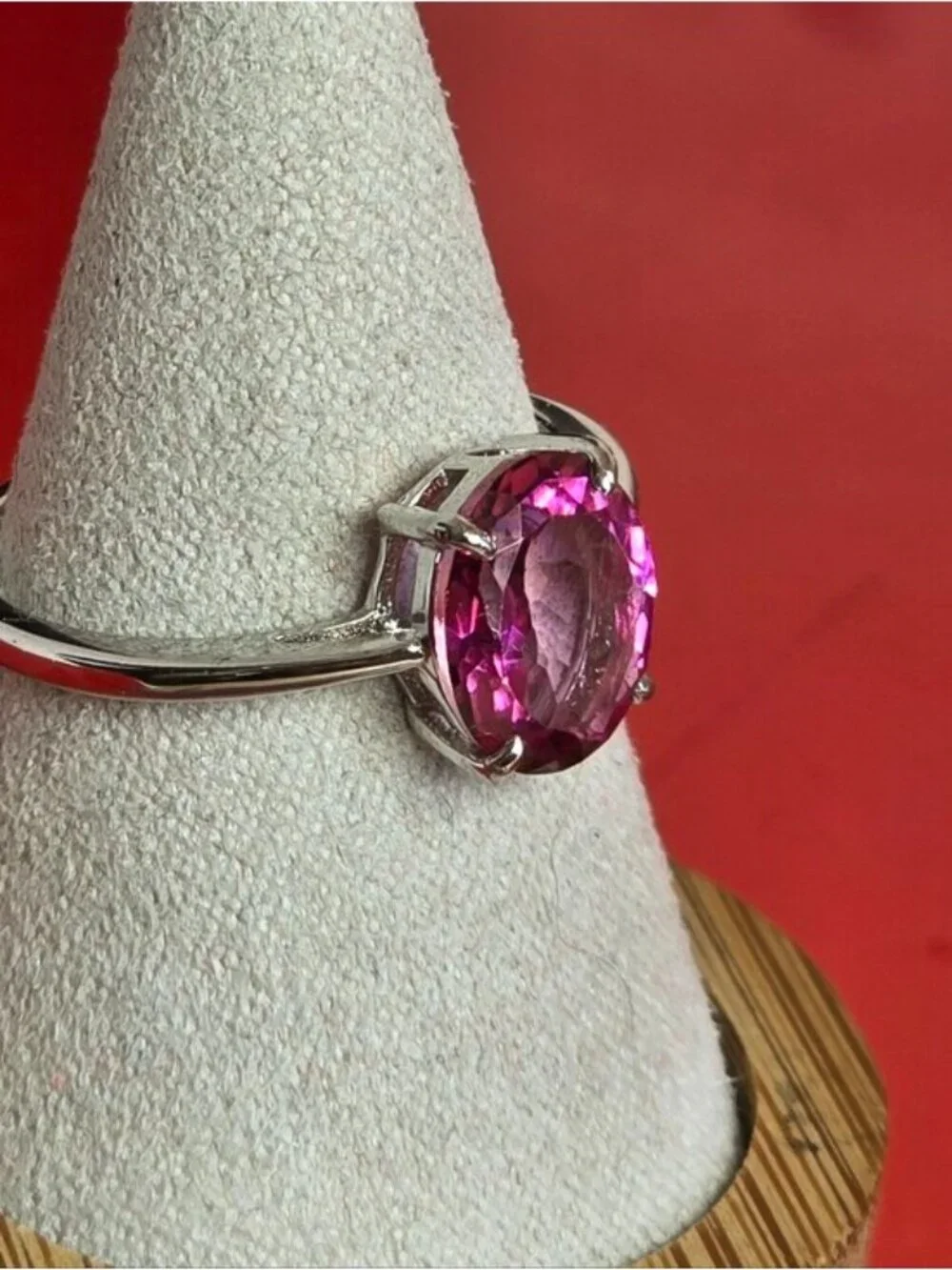 925 Sterling Silver Ring with Natural Pink Topaz  Gem